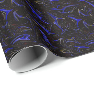 "Galaktischer Swirl: Der blaue und schwarze Marmor Geschenkpapier