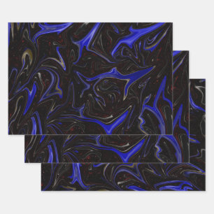 "Galaktischer Swirl: Der blaue und schwarze Marmor Geschenkpapier Set