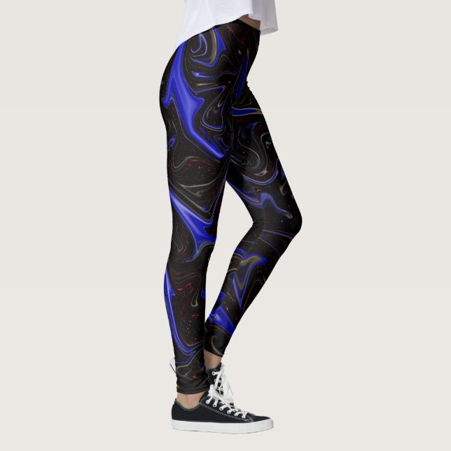 "Galaktischer Swirl: Der blaue und schwarze Marmor Leggings (Rechts)