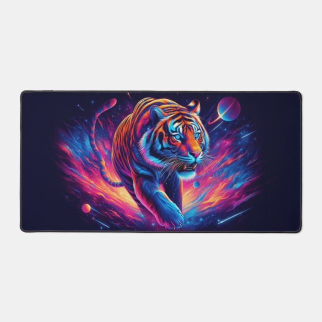 Galaktischer Tiger, Augen fangende Neontiere Schreibtischunterlage (Vorderseite)