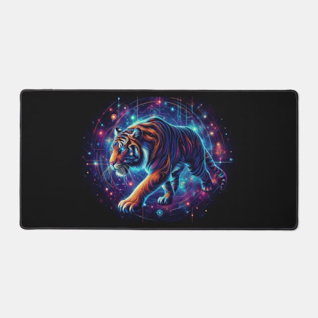 Galaktischer Tiger, Augen fangende Neontiere Schreibtischunterlage (Vorderseite)