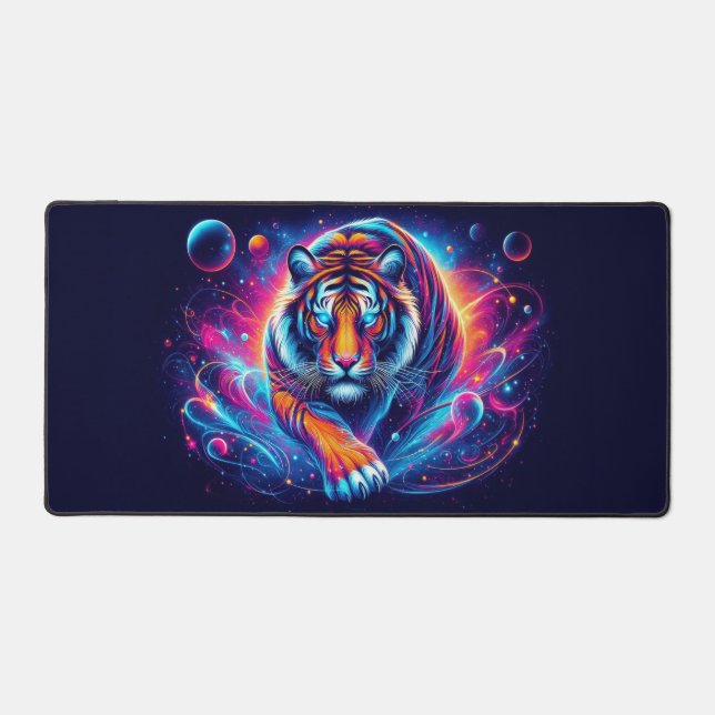 Galaktischer Tiger, Augen fangende Neontiere Schreibtischunterlage (Vorderseite)