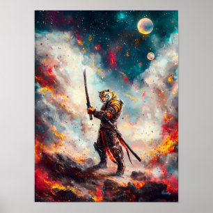 Galaktischer Tiger-Samurai – Meister der kosmische Poster