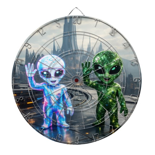 Galaktisches Freunde Dartboard Dartscheibe ("Cosmic pals on target!")