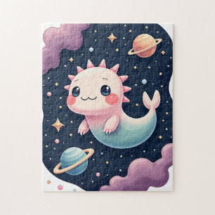 Galaktisches Kawaii Axolotl Weltraum Sticker T-Shi Puzzle
