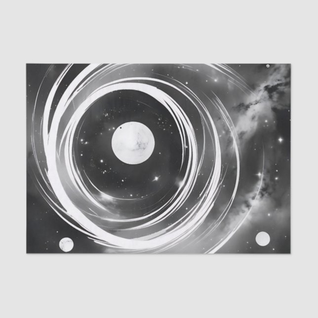 Galaktisches Schwarz-Weiß-Feld Seidenpapier (Vorderseite)