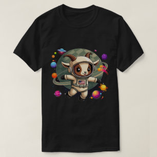Galaktisches Ziegen-T-Shirt mit UFO Lustiges Wel T-Shirt