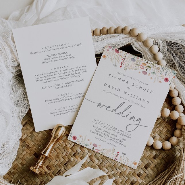 Galant Multicolor Wildblume Front & Back Wedding Einladung (Von Creator hochgeladen)