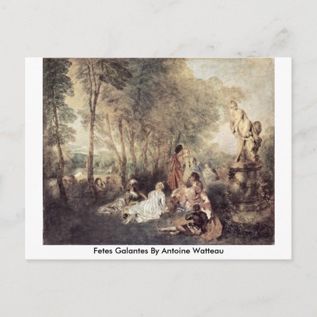 Galantes By Antoine Watteau Postkarte (Vorderseite)