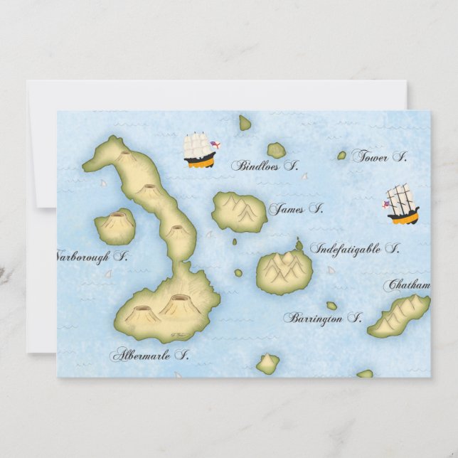 Galapagos Archipel Karte Tropeninseln (Vorderseite)