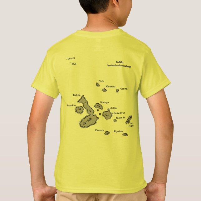 Galapagos-Inselkarten- und -flughafencode T-Shirt (Rückseite)