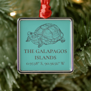 Galapagos Inseln Breite und Länge Ornament Aus Metall