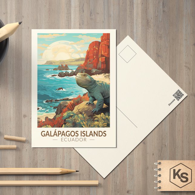 Galapagos Inseln Reisen Art Vintag Postkarte (Von Creator hochgeladen)