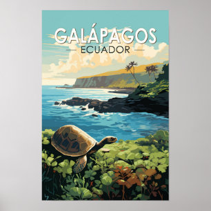 Galapagos-Inseln Riesenschildkröte Reise Kunst Ret Poster