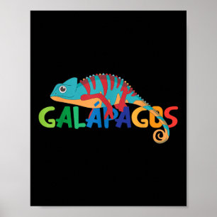 Galapagos Inseln Summer Colorful Chameleon Exotic Poster