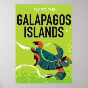 Galapagos-Inseln Vintage-Reiseposter-Kunst. Poster