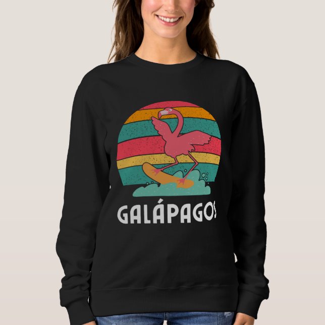 Galapagos Souvenir Flamingo Surfing Sweatshirt (Vorderseite)