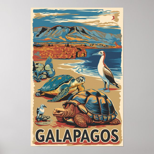 Galapagos Tiere Reisen Kunst Vintag Poster (Vorne)