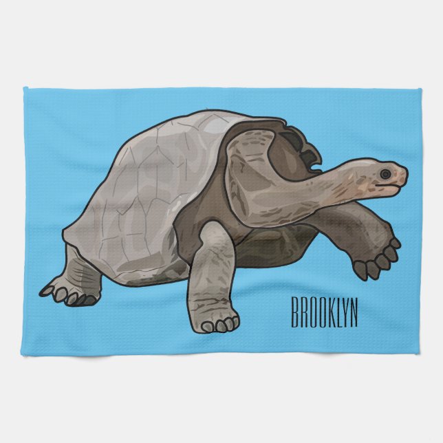 Galapagos-Tortoise-Cartoon Geschirrtuch (Horizontal)