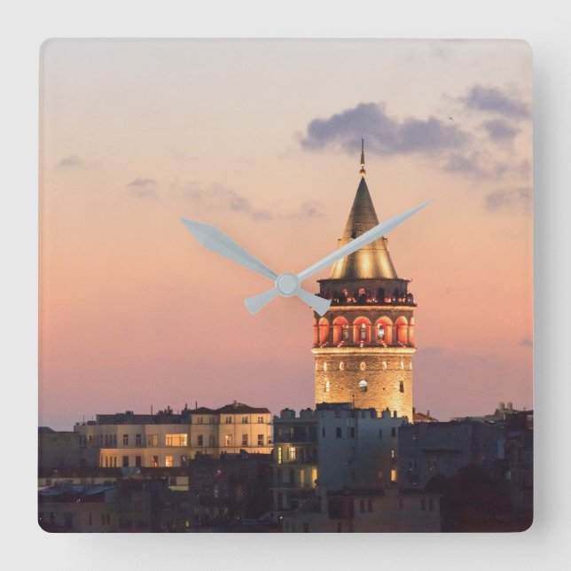 Galata Tower, Istanbul Quadratische Wanduhr (Vorderseite)