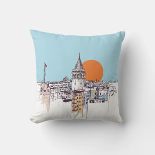 Galata Tower und Galata Bezirk Beyoglu Istanb Kissen