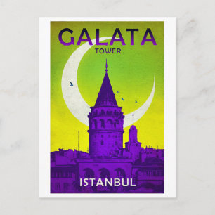 Galata-Turm, Istanbul, Türkei, Vintage, Reise Postkarte