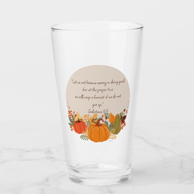Galaten 6:9 Ernte Herbst Dankbarer Pumpkin Glas (Vorderseite)