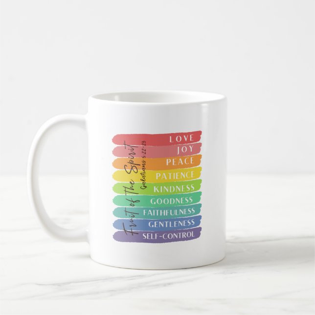 Galater 5:22-23 Frucht des Geistes Kaffeetasse (Links)