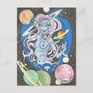 Galaxia Sci-Fi Space Girl Fantasy-Planeten Postcar Postkarte