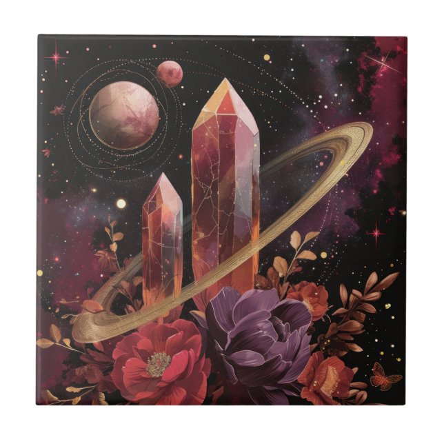 Galaxie Amethyst Sternenfeld Kosmisches Muster Fliese (Vorderseite)