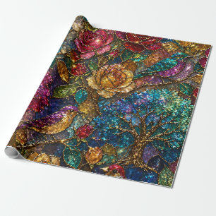 Galaxie-Blumen-Vogel-Muster Geschenkpapier