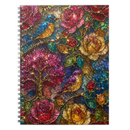 Galaxie-Blumen-Vogel-Muster Notizblock