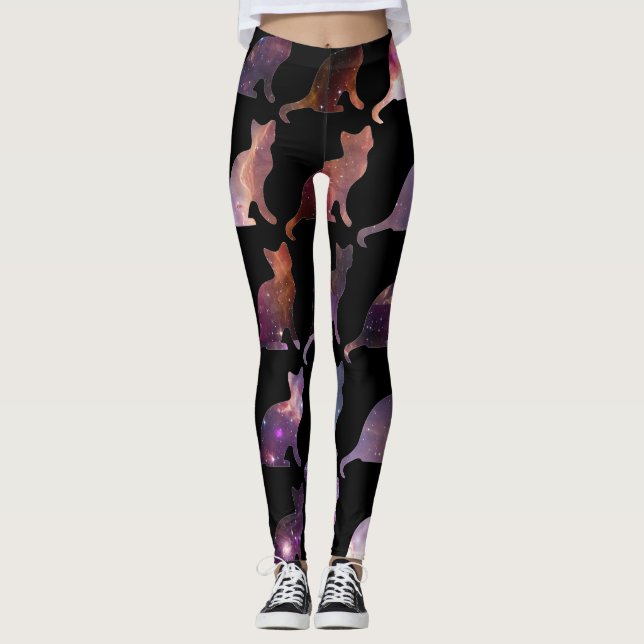 Galaxie-Druck-Katzen-gemusterte Leggings (Vorderseite)