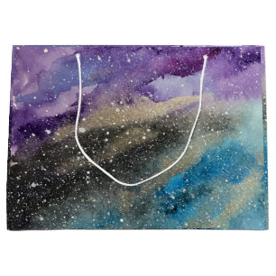 Galaxie-Druck-Weltraum-Aquarell-Tasche Große Geschenktüte