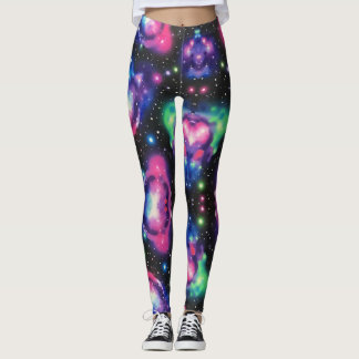 Galaxie in Neonfarben Nahtloses Muster Leggings