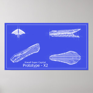 Galaxie Kneall Prototyp X-2 Blueprints Plakat