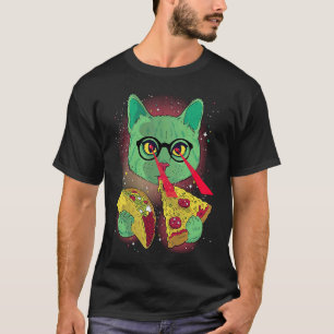 Galaxie Laser Katze Weltraum Pizza Brille Lazer Au T-Shirt