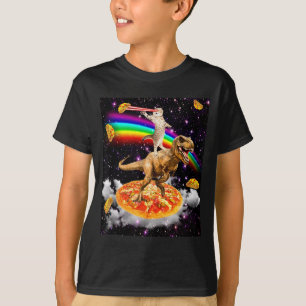 Galaxie-Laserkatze auf Dinosaurier auf Zza mit Tac T-Shirt