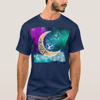 Galaxie Liebe zum Mond und zum Rücken Schmetterlin T-Shirt
