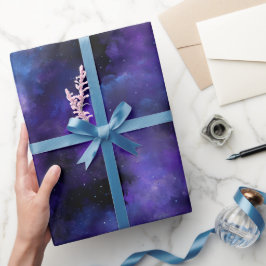 Galaxie Lila Nebel Weltraum Schwarzes abstraktes M Geschenkpapier