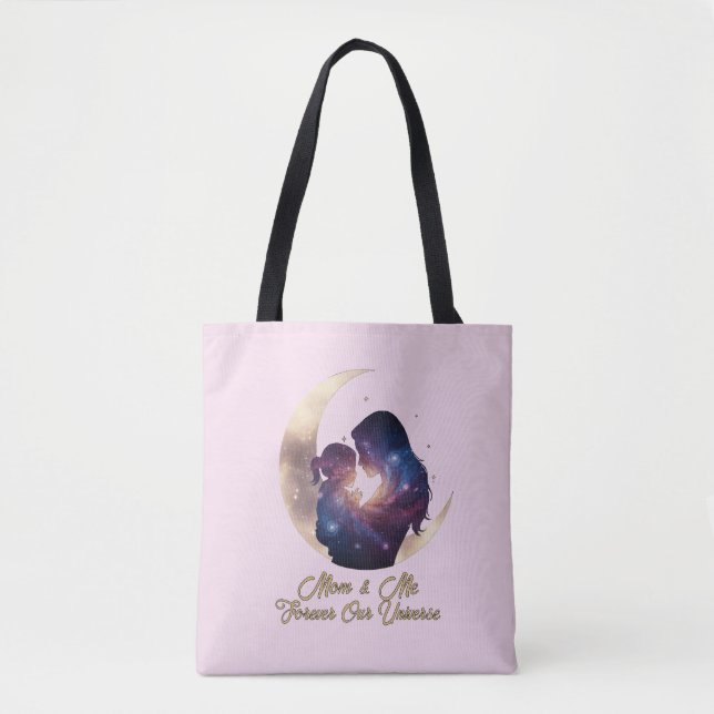 Galaxie Mama & Kind Silhouette Mond Kunst (Vorderseite)