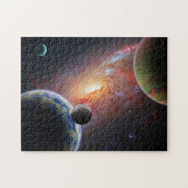 Galaxie mit Planeten Puzzle (Horizontal)