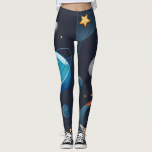 Galaxie-Muster mit Sternen und Planeten Leggings