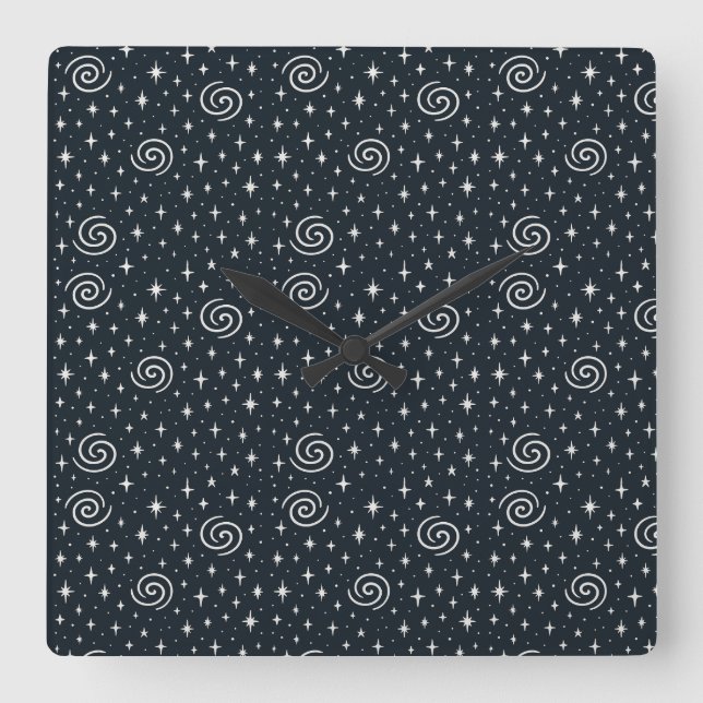 Galaxie-Muster Quadratische Wanduhr (Vorderseite)