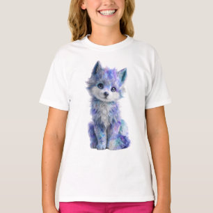Galaxie Nebel Wolf Welpe Kinder T-Shirt