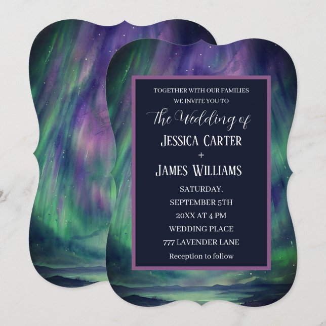 Galaxie Nordlichter Äußere Himmelssterne Einladung (Vorne/Hinten)