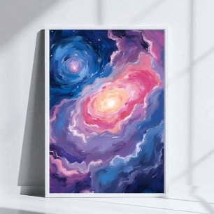 Galaxie Oben Himmel Sterne Pastell Aquarell Poster