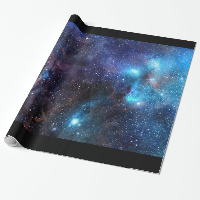 Galaxie-Packpapier 2 - mit schwarzer Grenze Geschenkpapier (Ungerollt)
