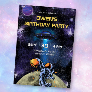 Galaxie Planet Astronaut Mondgeburtstag Einladung