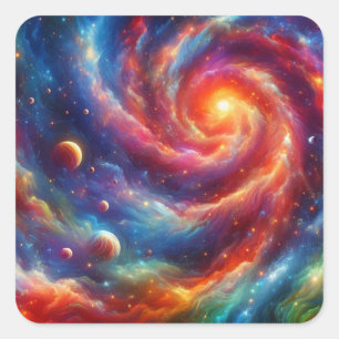 Galaxie Quadratischer Aufkleber